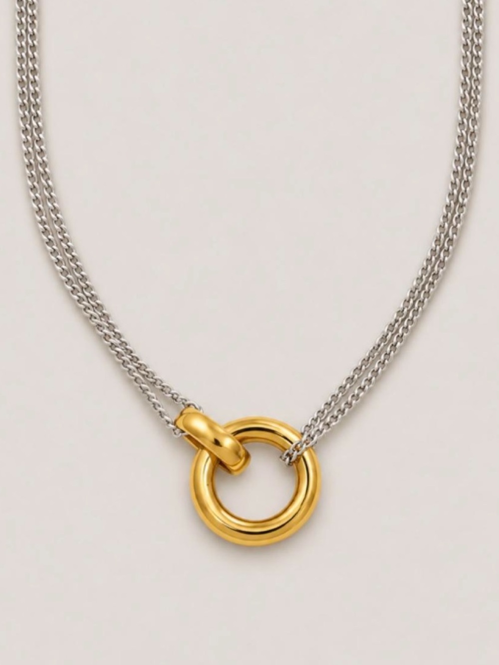 New! Silver Mixed Metal Gold Link Necklace NWOT